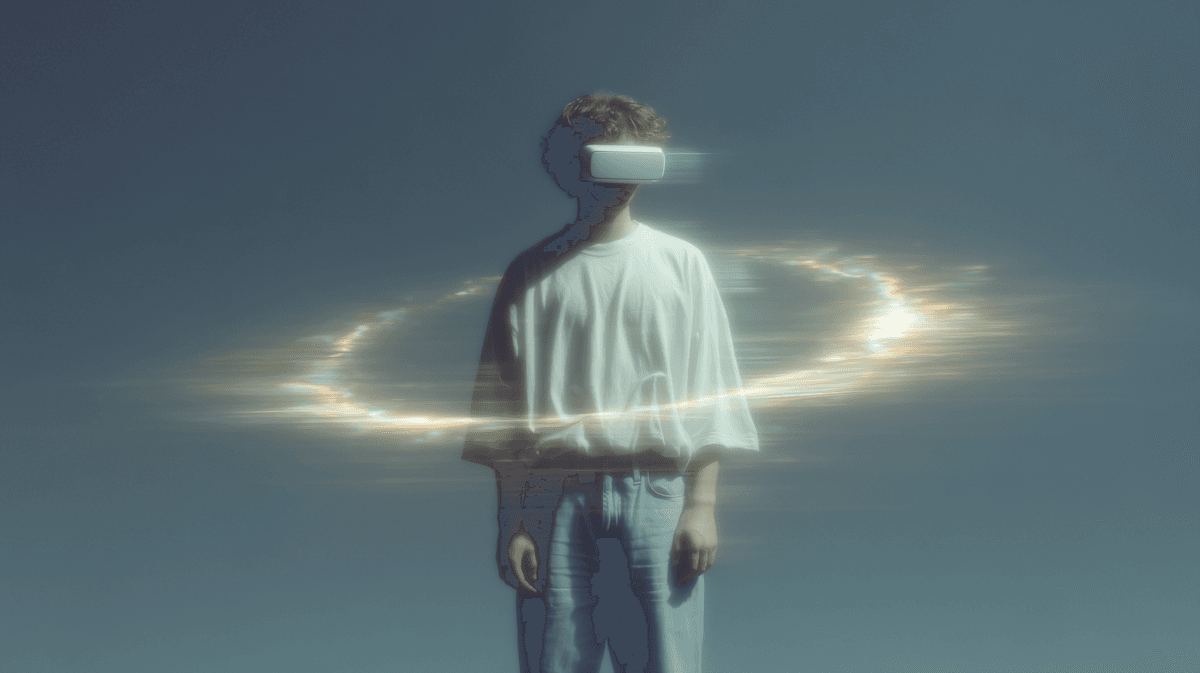 Person seen from behind wearing a visor