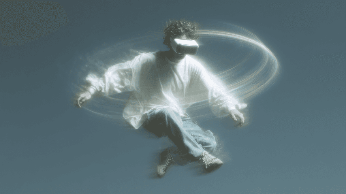 AI user wearing a visor in motion